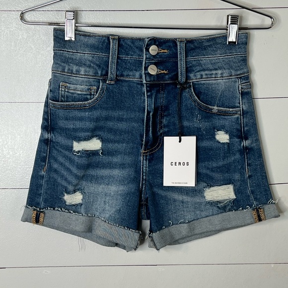 CEROS HIGH RISE DENIM SHORTS SZ 25 NWT - Picture 1 of 5